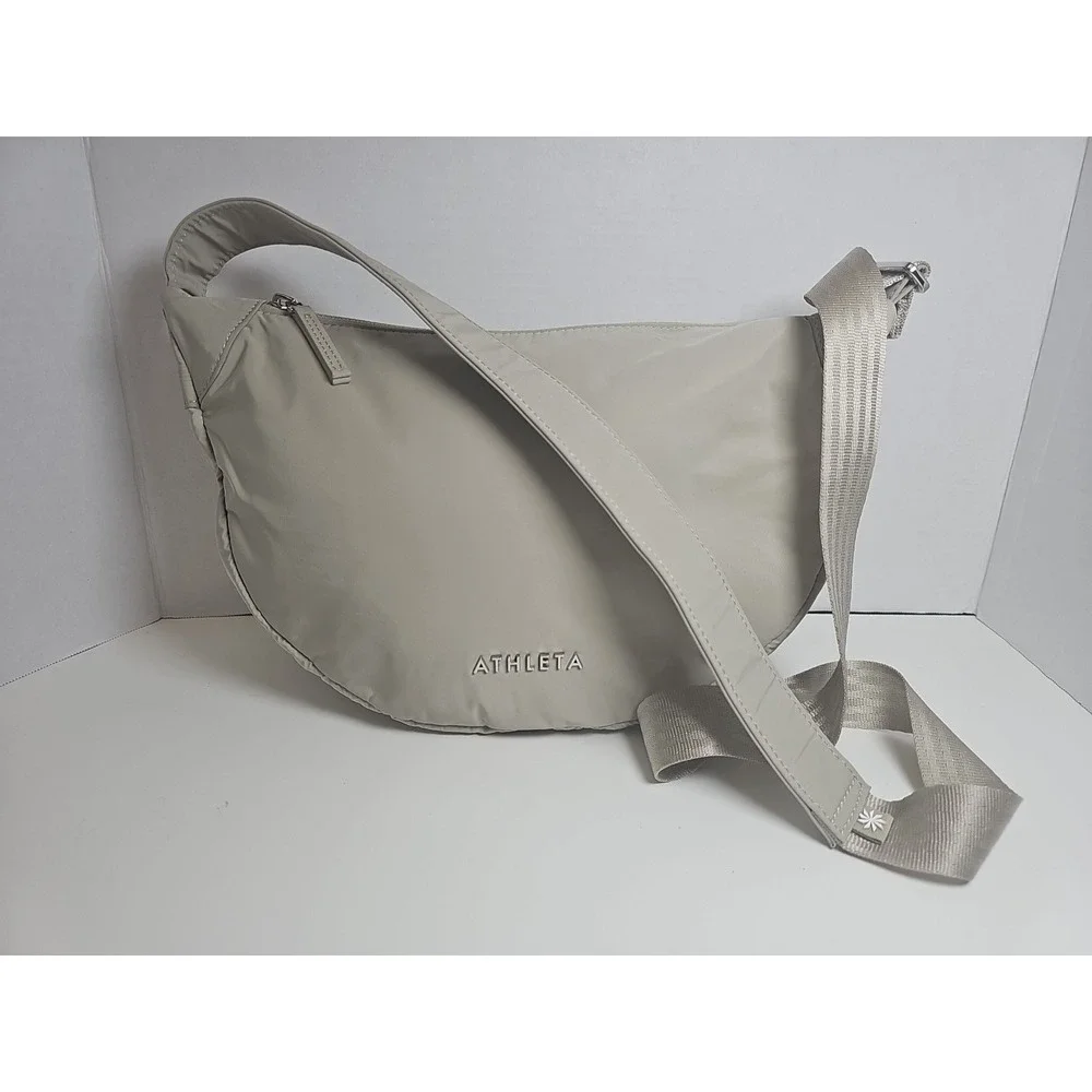 Athleta Bags‎ Womens All About Water Repellent Crossbody Bag Purse Hobo, Beige